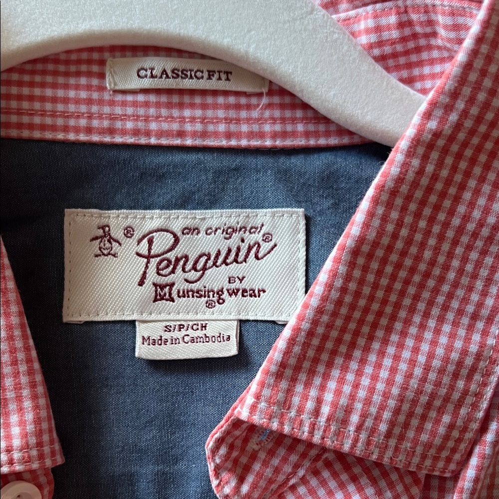 Original Penguin Red and White Checkered Casual Button Down Shirt